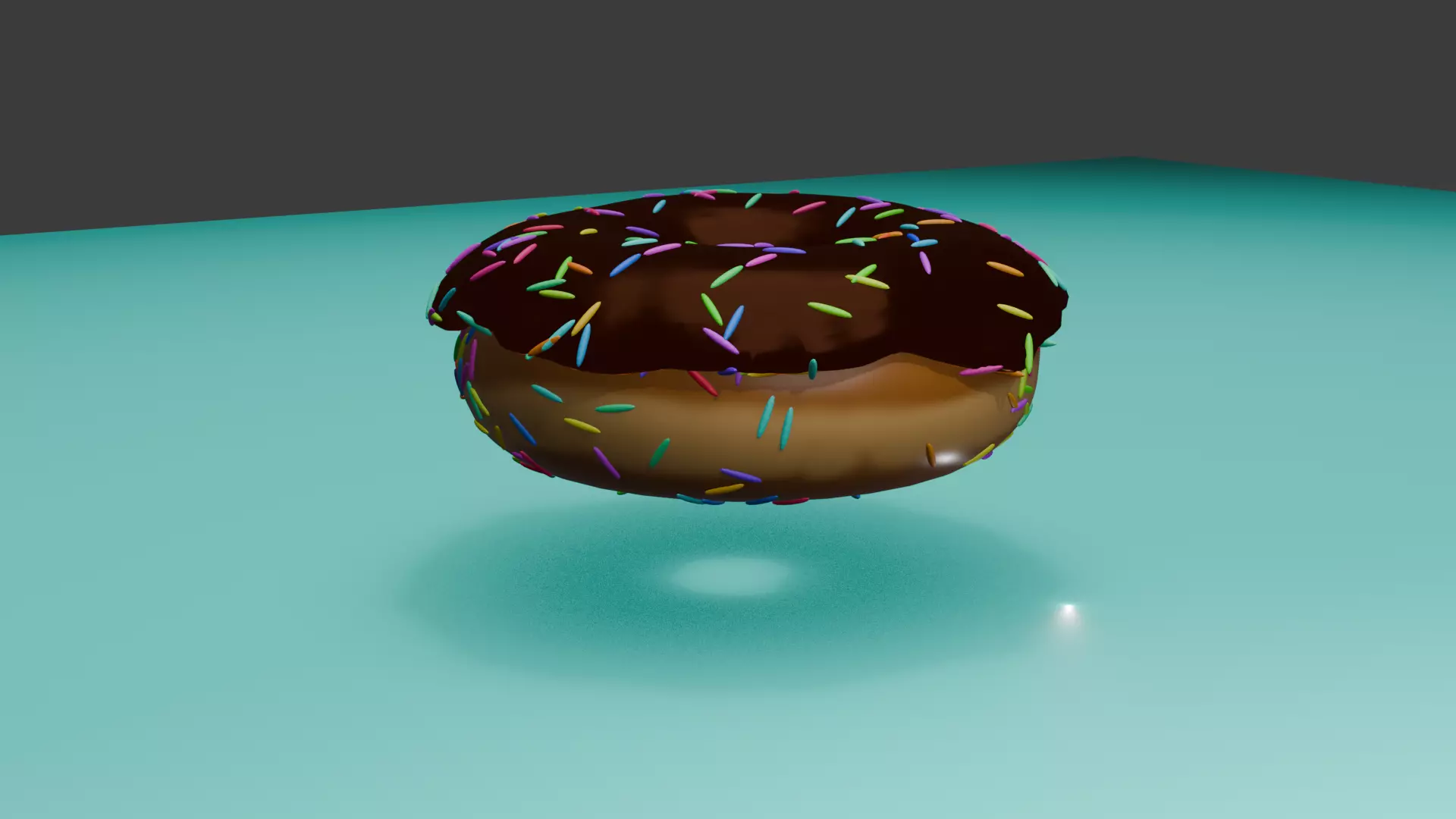 Donut With Chocolate Icing And Colorful Sprinkles 3D model_0