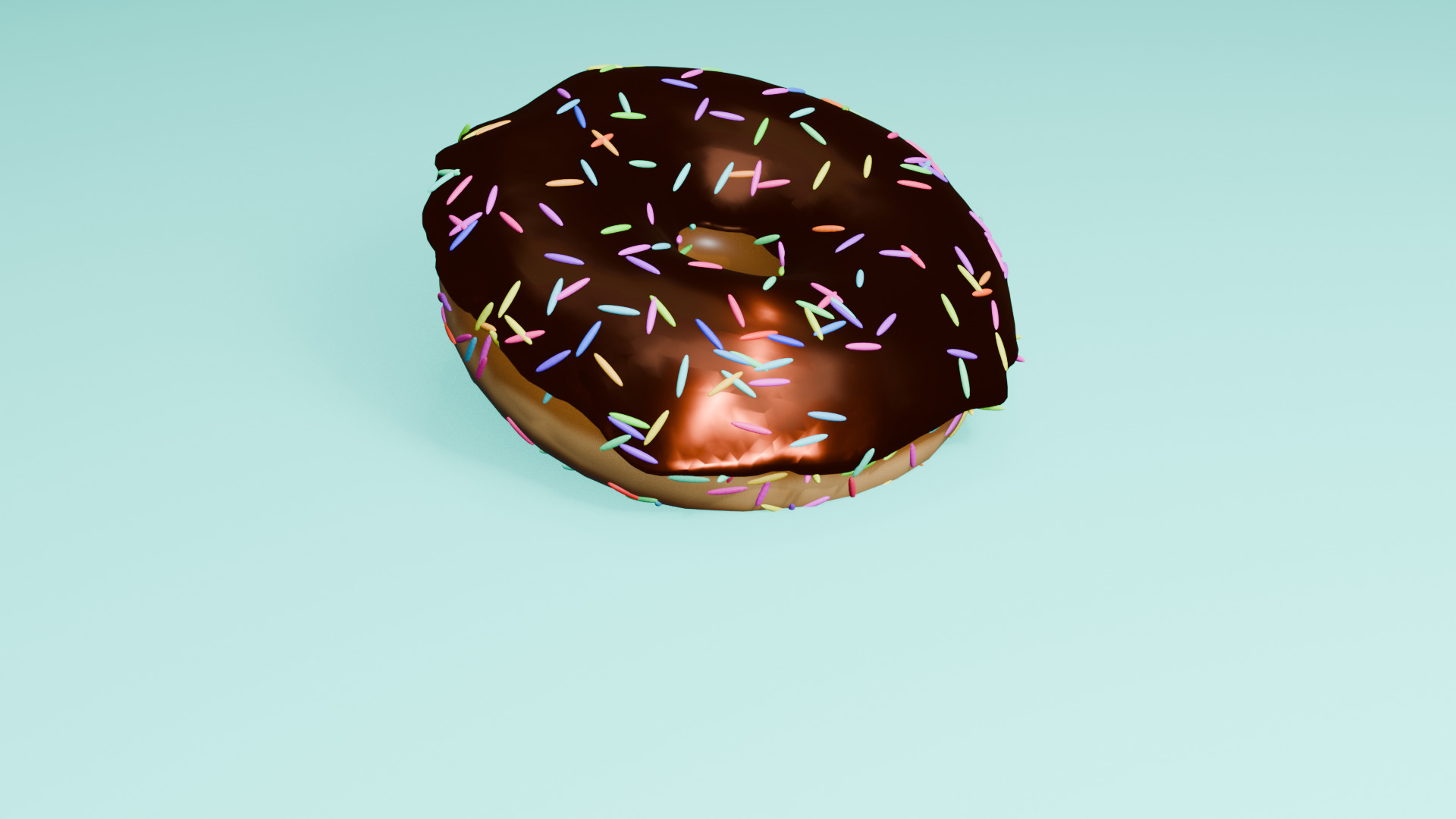 Donut With Chocolate Icing And Colorful Sprinkles 3D model_3
