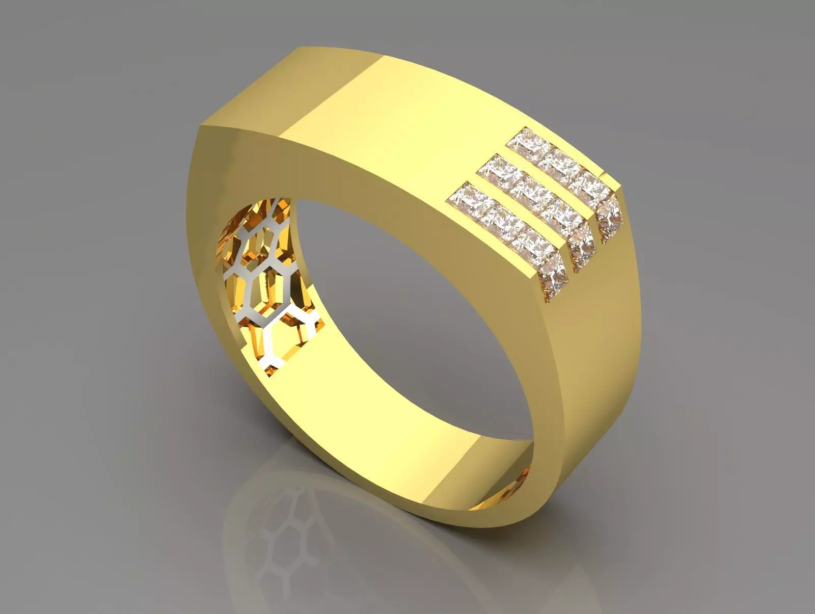 man diamond gold ring mr0160 3D print model