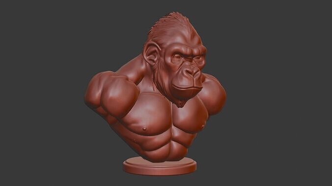 Gorilla Head Bust 3D STL Printable - 3D Model STL 3D print model 3D print model