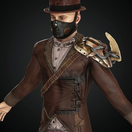 Punk Steam character Low-poly 3D model