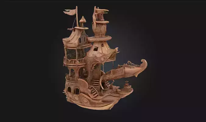 Nautical Fantasy Dwelling  Whimsical Home by the Sea 3D model