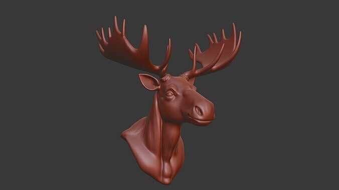 Moose Head Bust 3D STL Printable - 3D Model STL 3D print model 3D print model