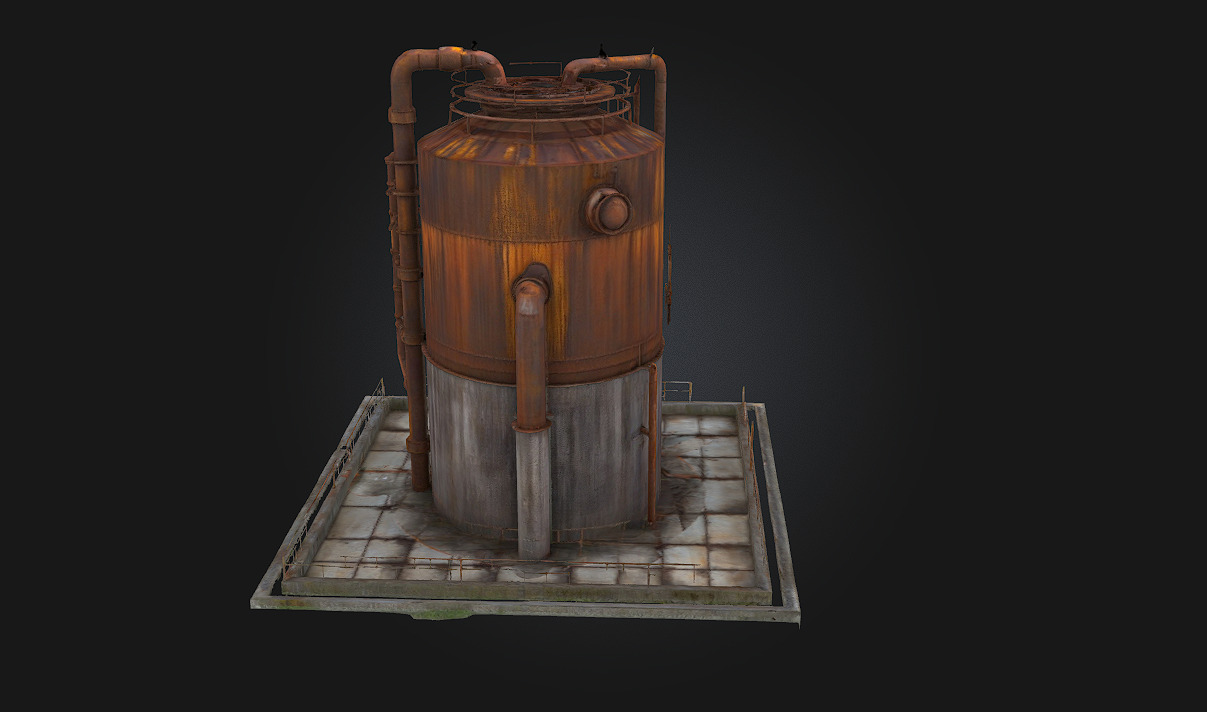 Rusty Silo Weathered Giant of the Farmland 3D model_4