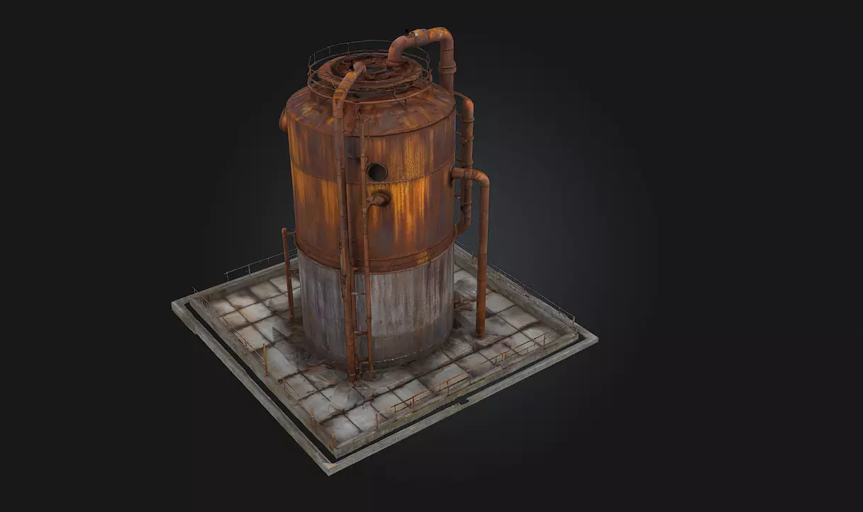 Rusty Silo Weathered Giant of the Farmland 3D model_0
