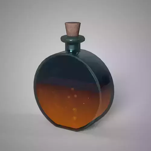 Orange Energy Potion Bottle Stylized Game Asset
