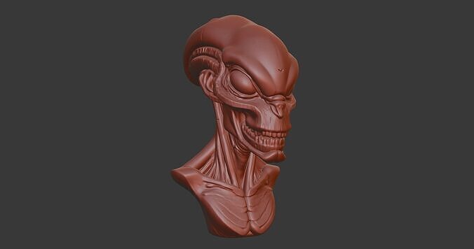 Alien Head Bust 3D STL Printable - 3D Model STL 3D print model 3D print model