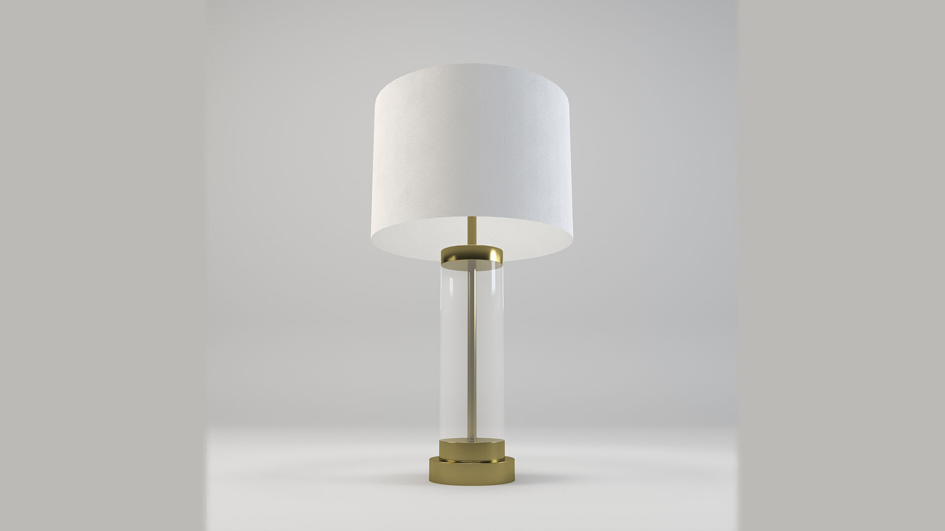 Matt Brass Metal and Cylinder Glass Table Desk Lamp Low-poly 3D model_3