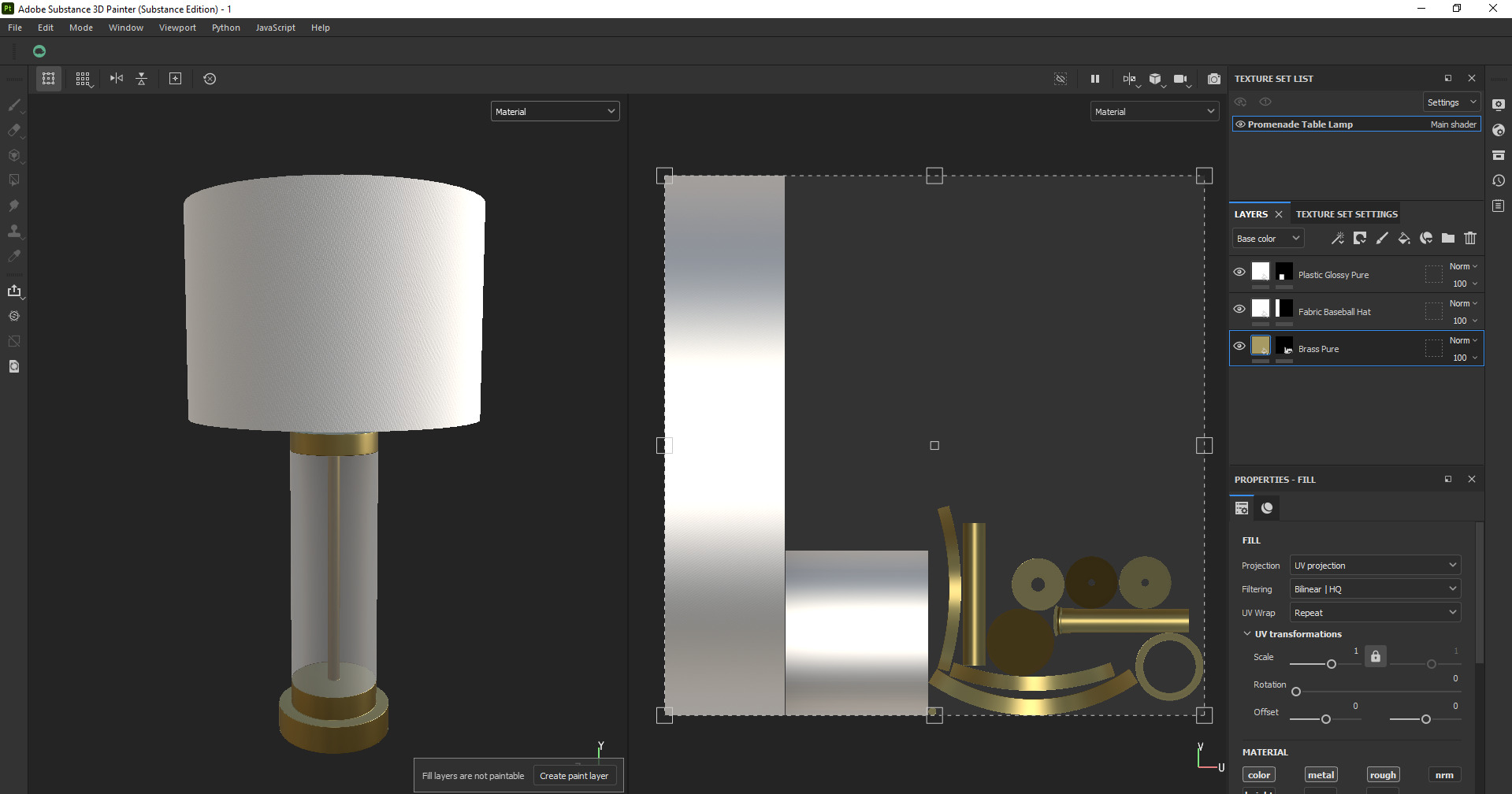 Matt Brass Metal and Cylinder Glass Table Desk Lamp Low-poly 3D model_16