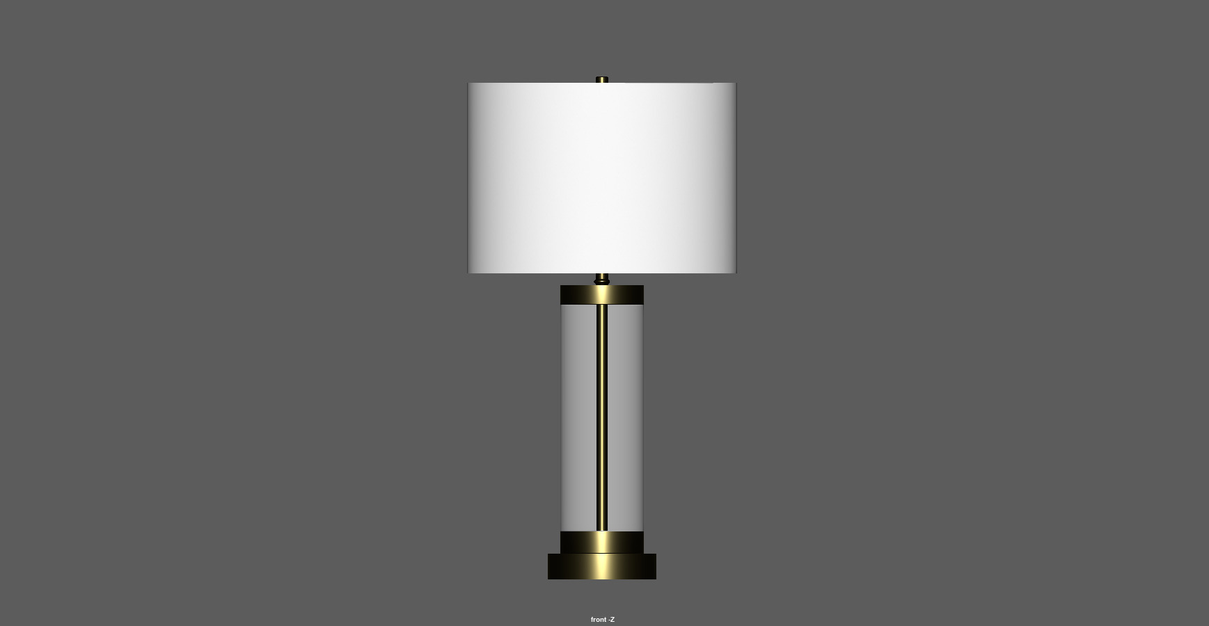 Matt Brass Metal and Cylinder Glass Table Desk Lamp Low-poly 3D model_4