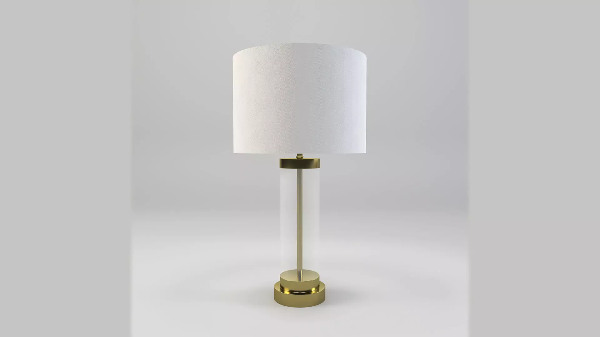Matt Brass Metal and Cylinder Glass Table Desk Lamp Low-poly 3D model_0