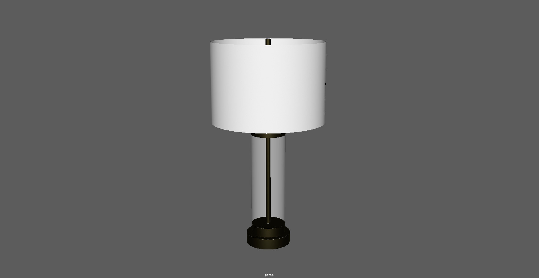 Matt Brass Metal and Cylinder Glass Table Desk Lamp Low-poly 3D model_8