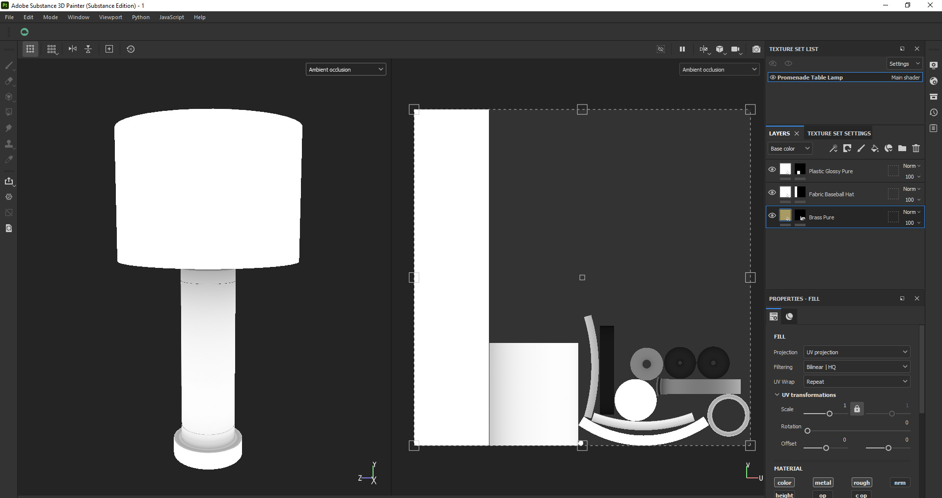 Matt Brass Metal and Cylinder Glass Table Desk Lamp Low-poly 3D model_19