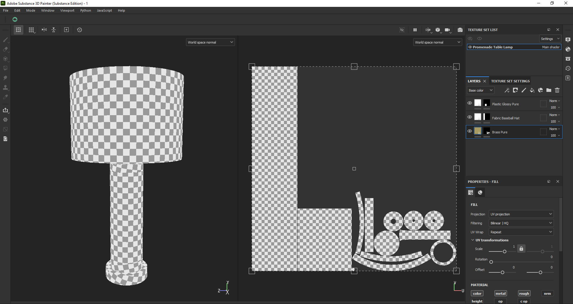 Matt Brass Metal and Cylinder Glass Table Desk Lamp Low-poly 3D model_18