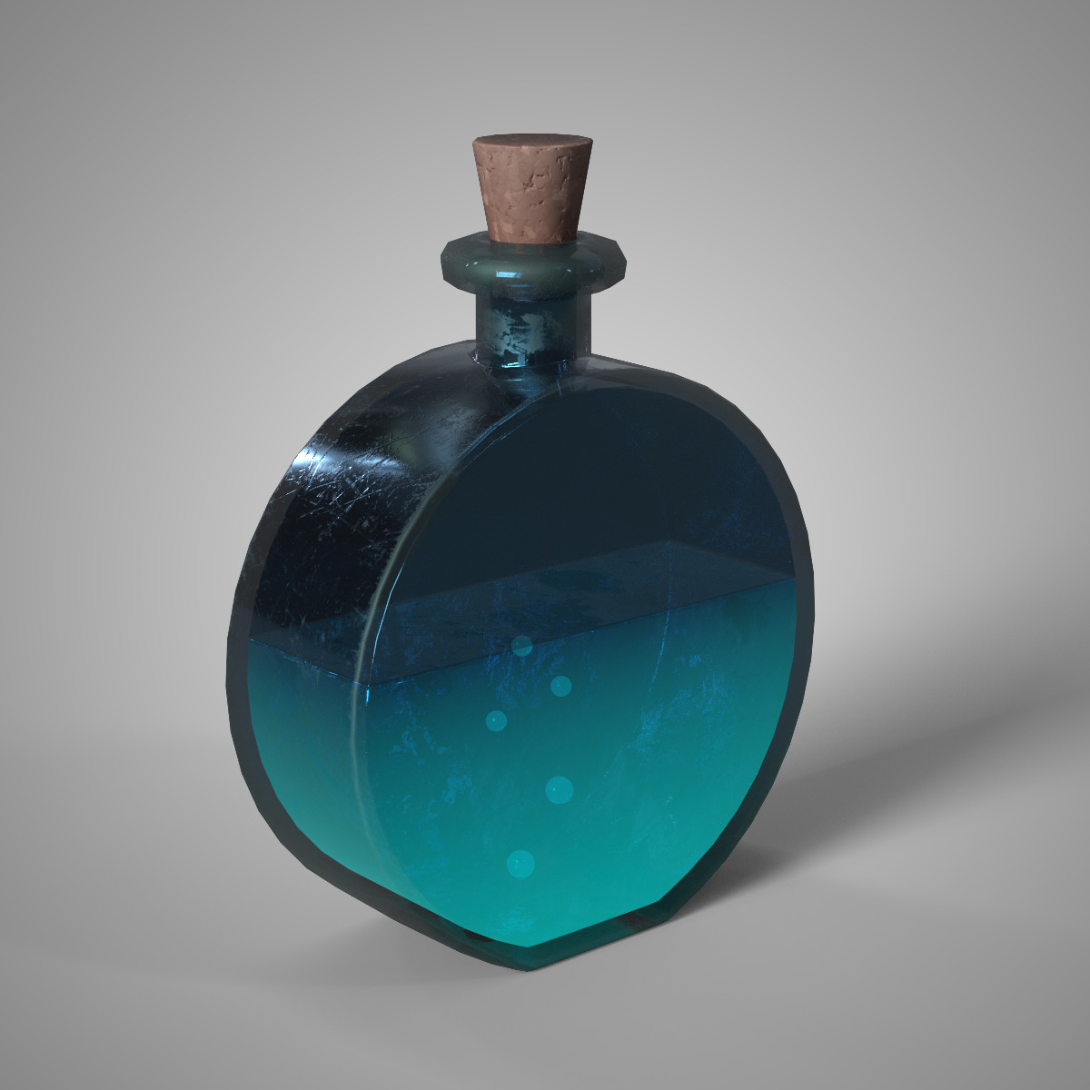 Teal Mana Potion Stylized Fantasy Game Asset Low-poly 3D model_2