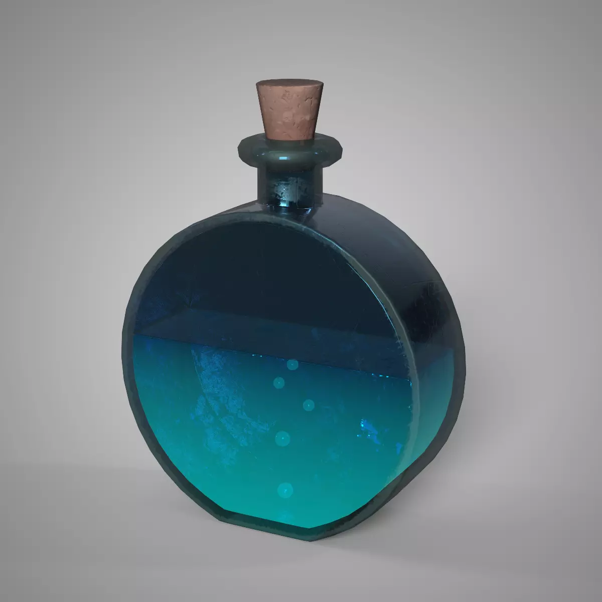 Teal Mana Potion Stylized Fantasy Game Asset Low-poly 3D model_0