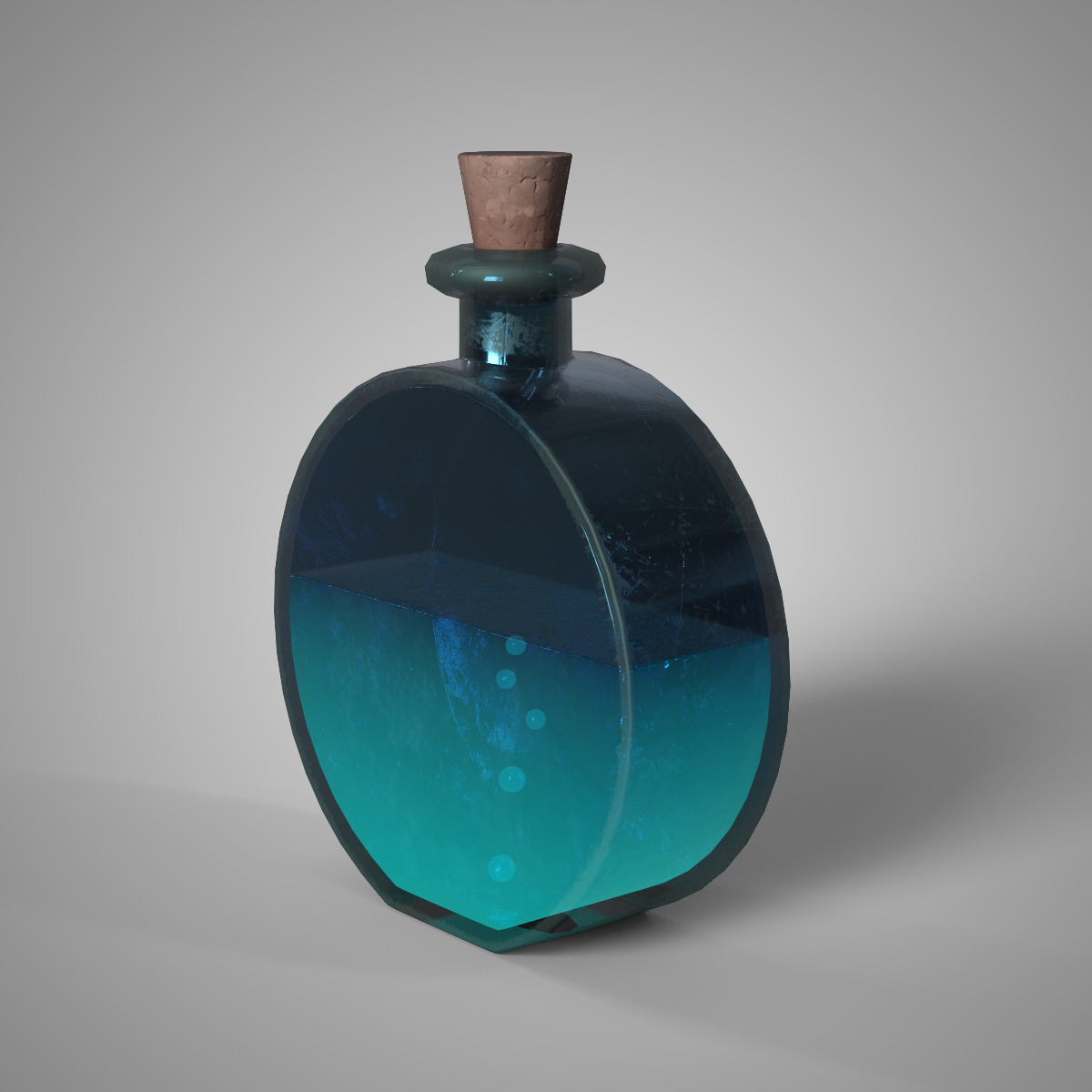 Teal Mana Potion Stylized Fantasy Game Asset Low-poly 3D model_1