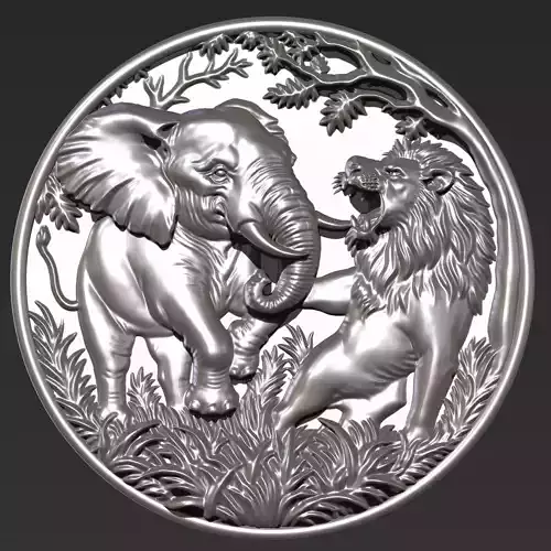 Elephant and Lion A51 3D print model