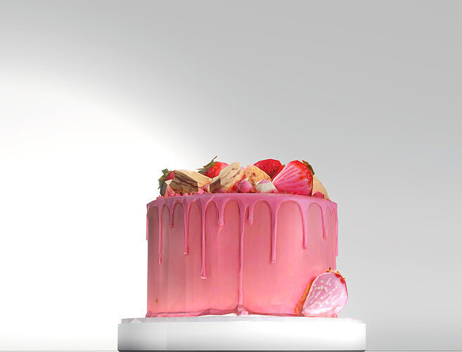 Strawberry Cake 3D Model Low-poly 3D model 2