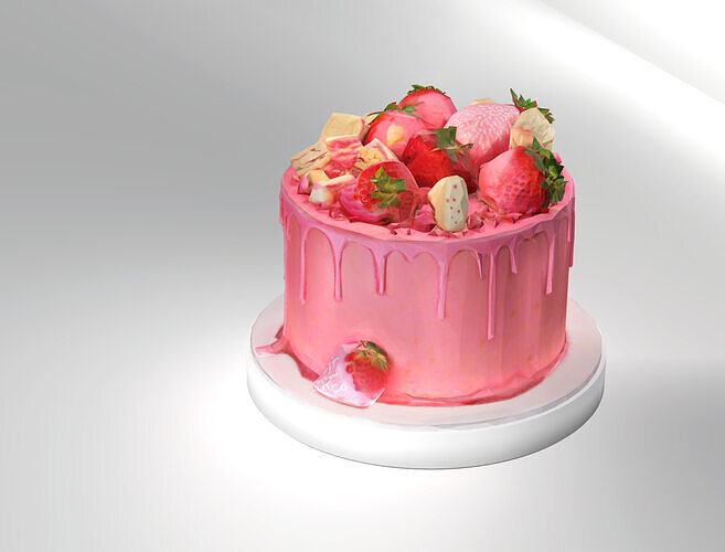 Strawberry Cake 3D Model Low-poly 3D model 4