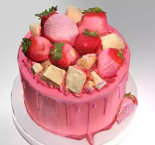 Strawberry Cake 3D Model