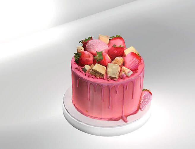 Strawberry Cake 3D Model Low-poly 3D model 7
