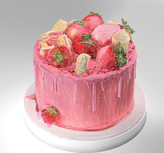 Strawberry Cake 3D Model Low-poly 3D model 3