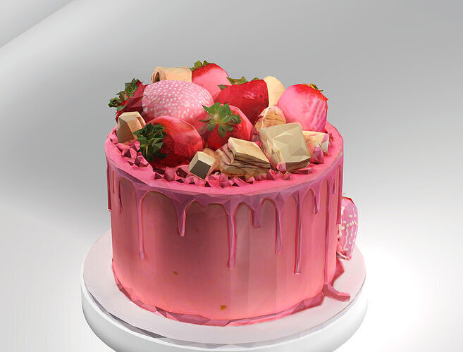Strawberry Cake 3D Model Low-poly 3D model 6