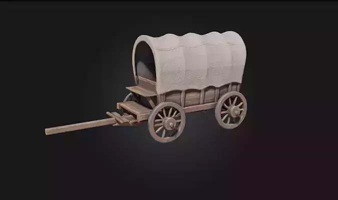 Covered Wagon  Rustic Journey Through Time 3D model