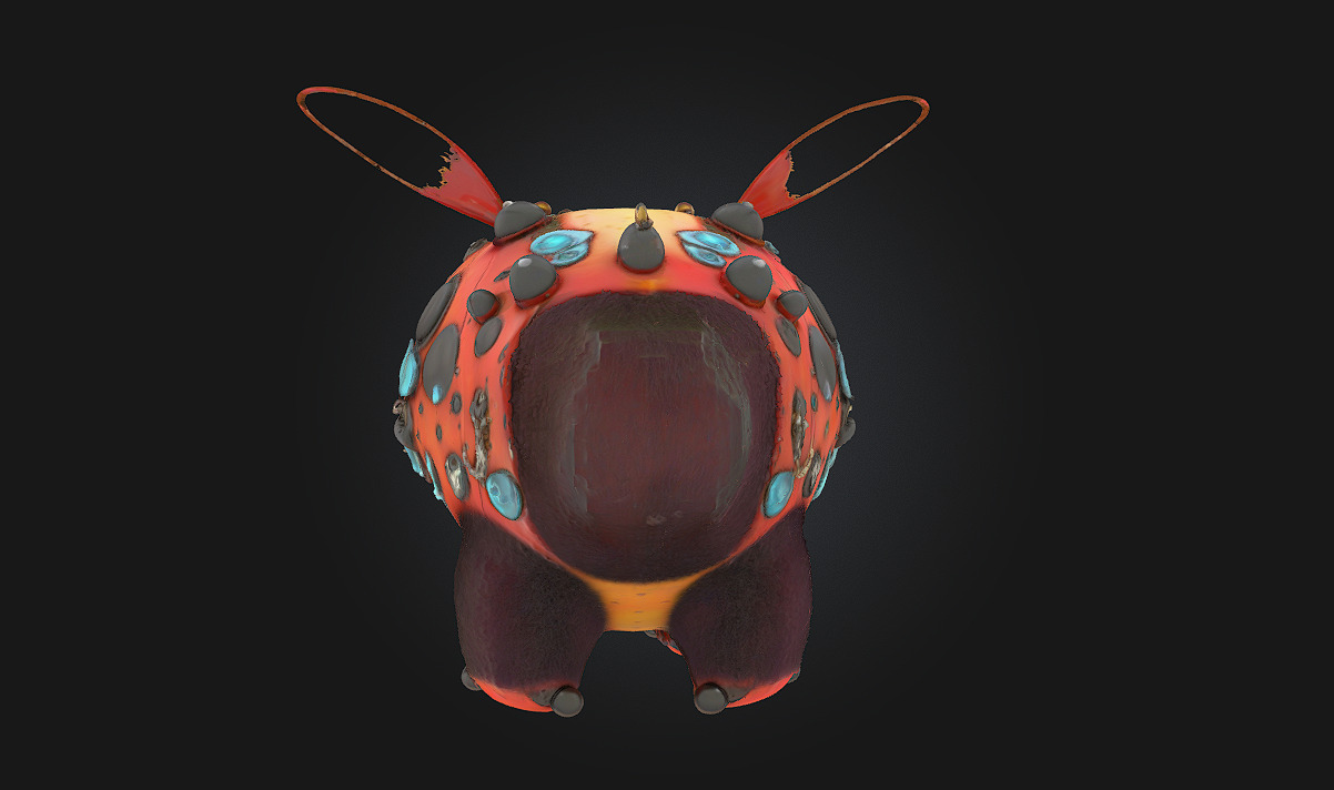 Steampunk Cuddlebug Whimsical Charm in a Brass Shell 3D model_4