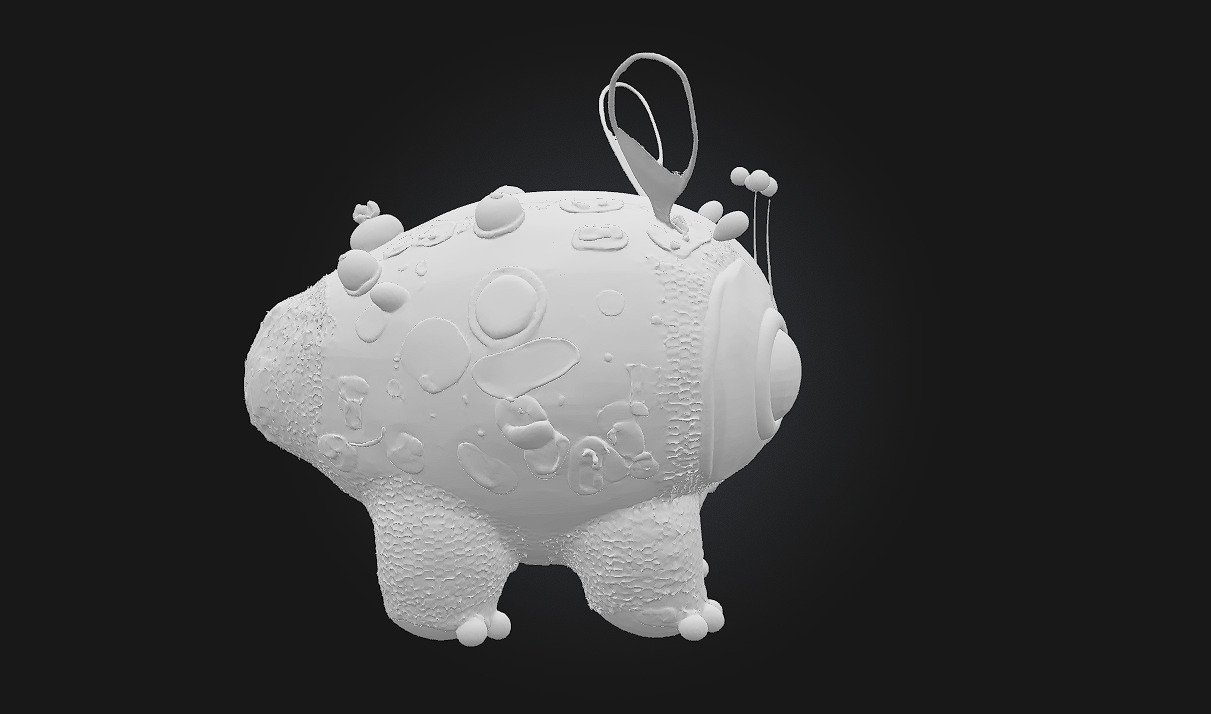 Steampunk Cuddlebug Whimsical Charm in a Brass Shell 3D model_7