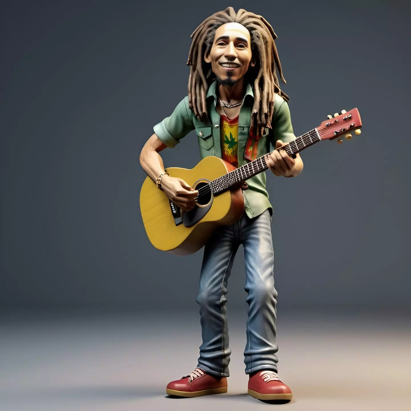 Bob Marley Caricature Playing Guitar 3D model
