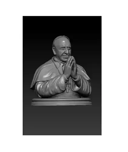 Pope Francis 3D Bust STL File  Memorial Religious Sculpture for  3D print model