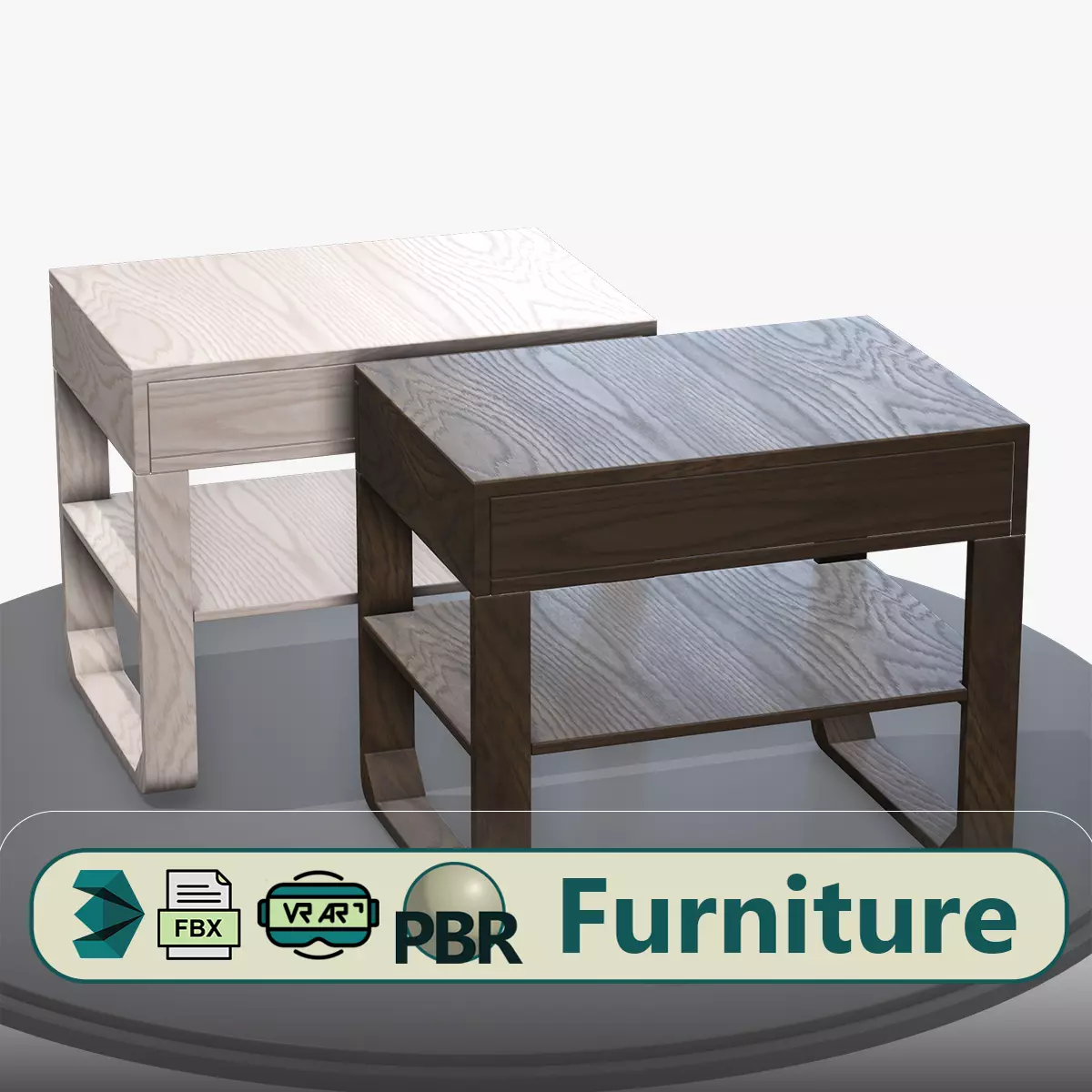 Nightstand ar vr optimized Low-poly 3D model_0