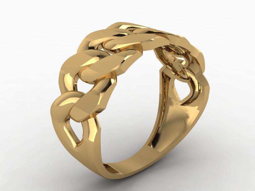 Bold Curb Chain Ring  Cartier-Style 3D Printable Jewelry Model  3D print model_5