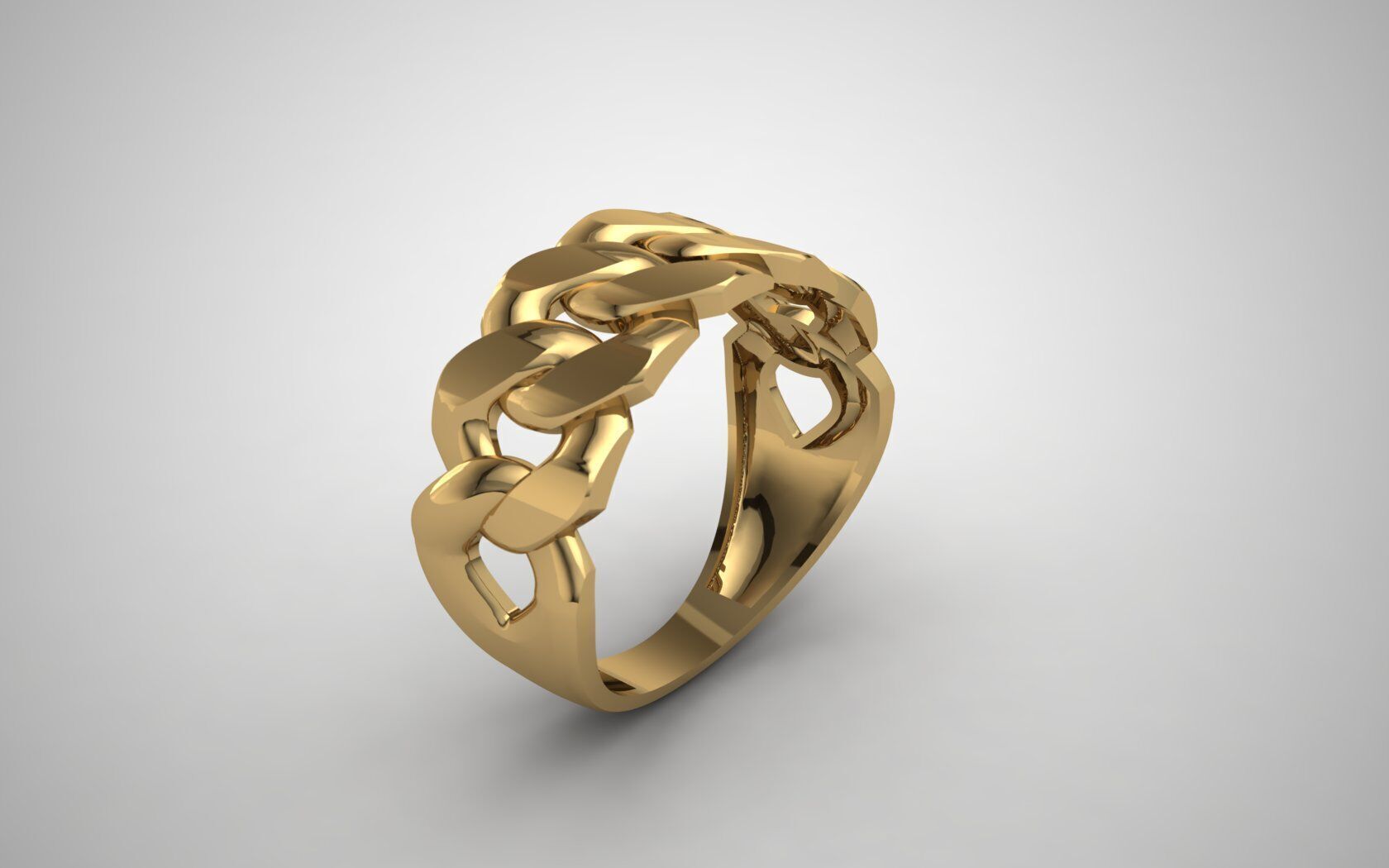 Bold Curb Chain Ring  Cartier-Style 3D Printable Jewelry Model  3D print model_4