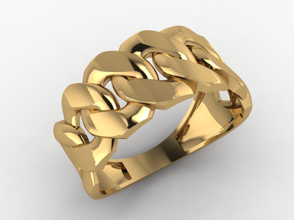 Bold Curb Chain Ring  Cartier-Style 3D Printable Jewelry Model  3D print model_3