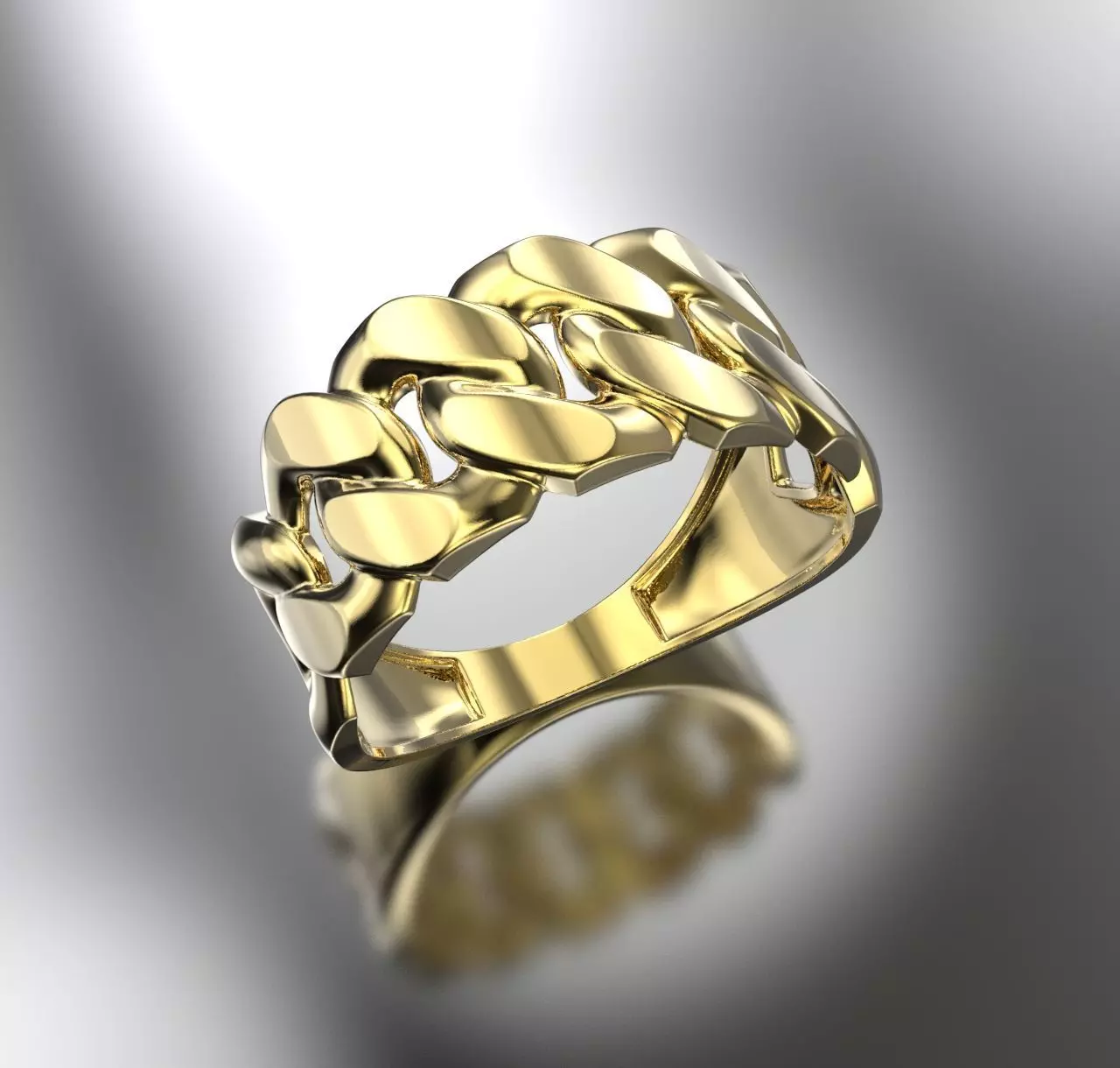 Bold Curb Chain Ring  Cartier-Style 3D Printable Jewelry Model  3D print model_0