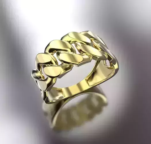 Bold Curb Chain Ring  Cartier-Style 3D Printable Jewelry Model  3D print model