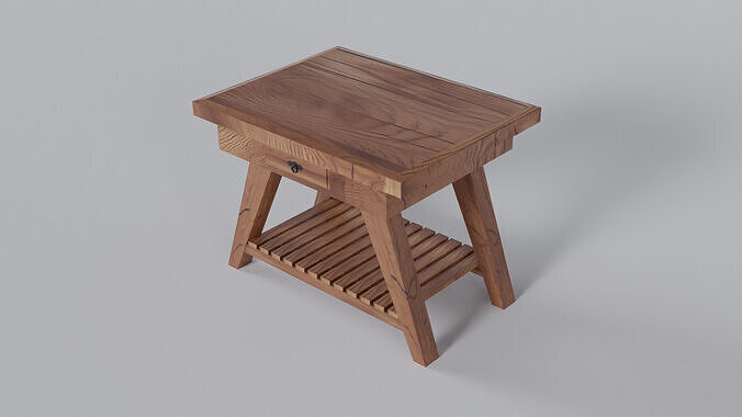 Wooden Console Table Free low-poly 3D model