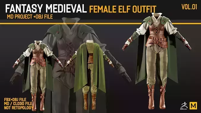 Fantasy Medieval Female Elf Outfit VOL01