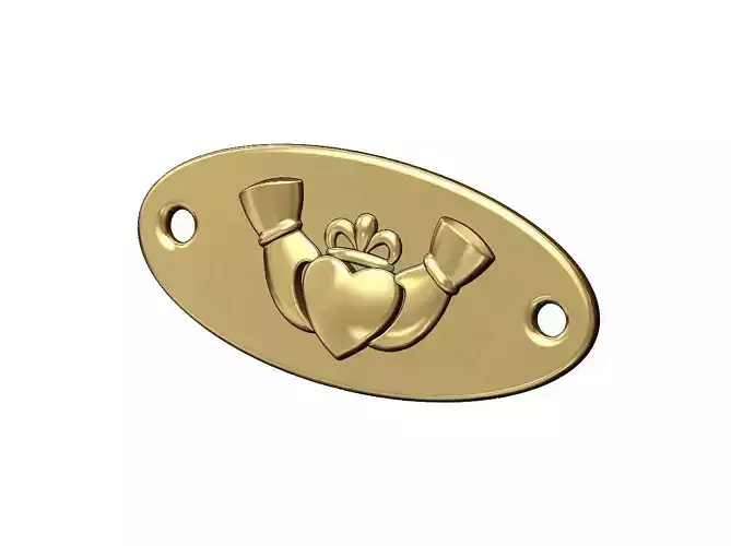 Claddagh heart crown oval ID bracelet plate tag