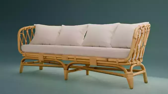 Woven Rattan Sofa 3D model