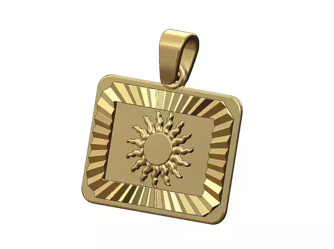 Sun landscape faceted sunrays tag pendant charm