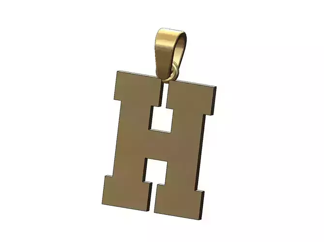 H varsity letter sports letterman jersey pendant charm 3D print model
