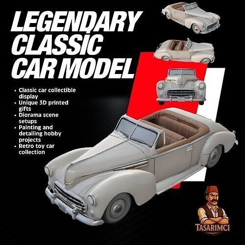 Sporty Classic Car Model V2  Unique Design for 3D Printing 3D print model