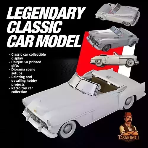 Classic Convertible Car Model V4  Collectible 3D Design