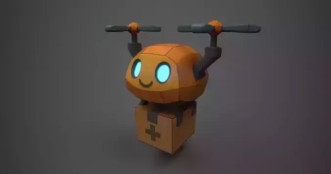 Low Poly Flying Delivery Drone 
