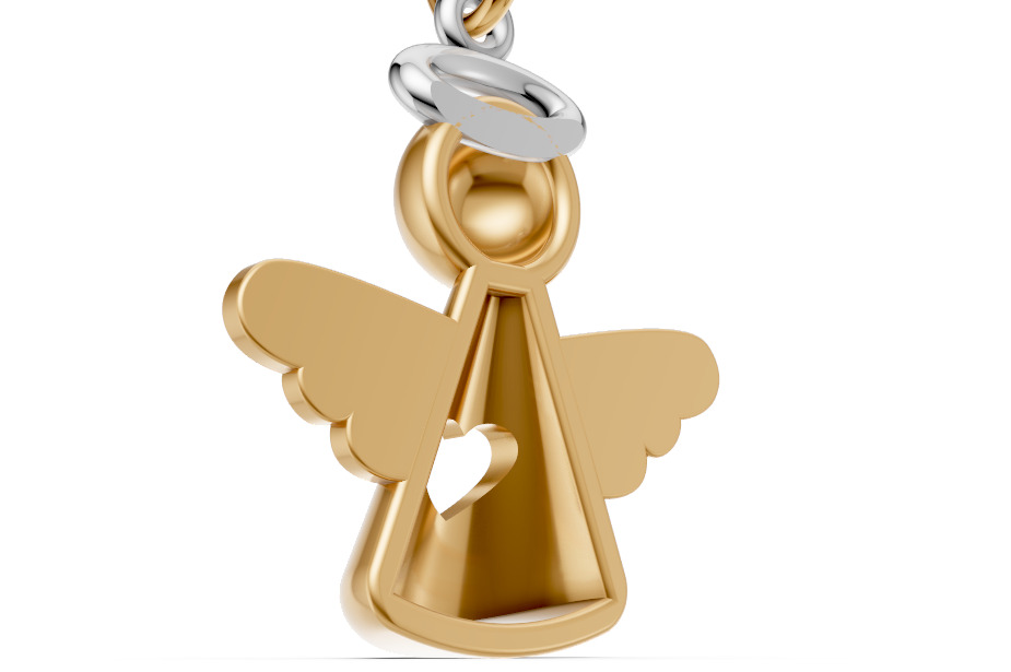 Pingente anjo com coracao - anjinho - batizado - baby 3D print model_7