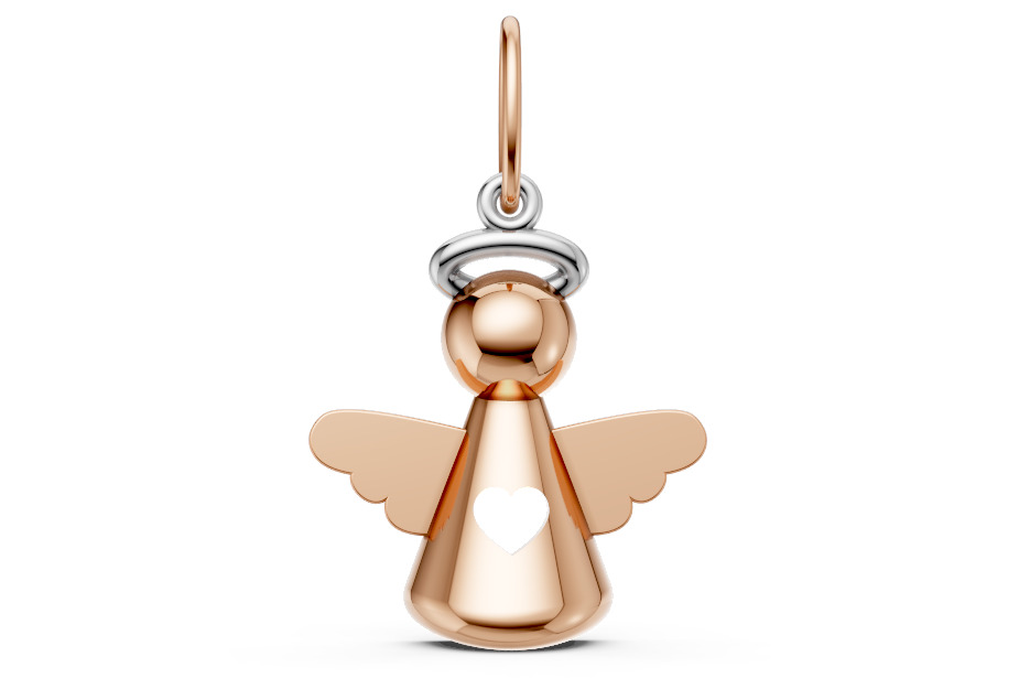 Pingente anjo com coracao - anjinho - batizado - baby 3D print model_9